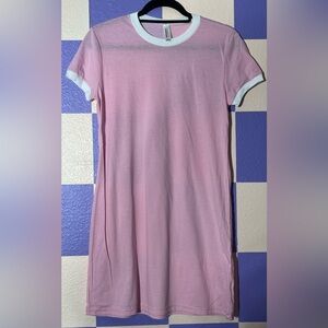 NWOT American Apparel Ringer Tee Mini Dress in Light Pink + White Colorblock - M
